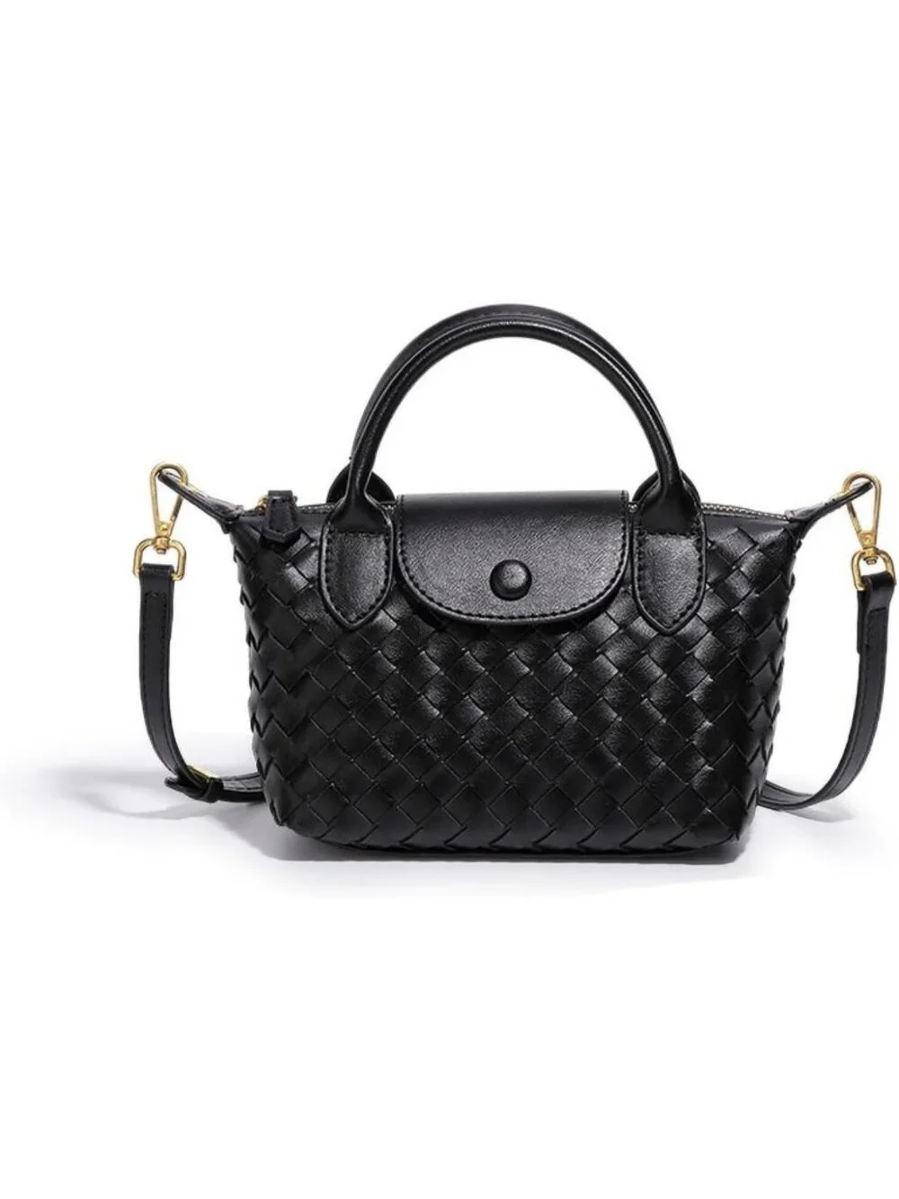 Mini Braided Luxury Leather Handbag - Stylish Top Handle Satchel for Travel